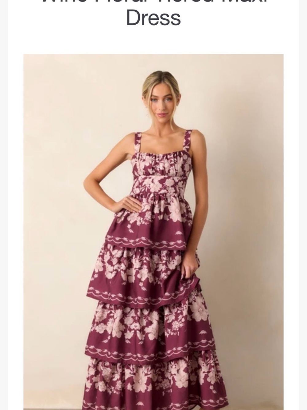 Red Dress Boutique Plum and Blush Floral Tiered Maxi Dress